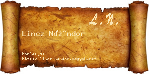 Lincz Nándor névjegykártya
